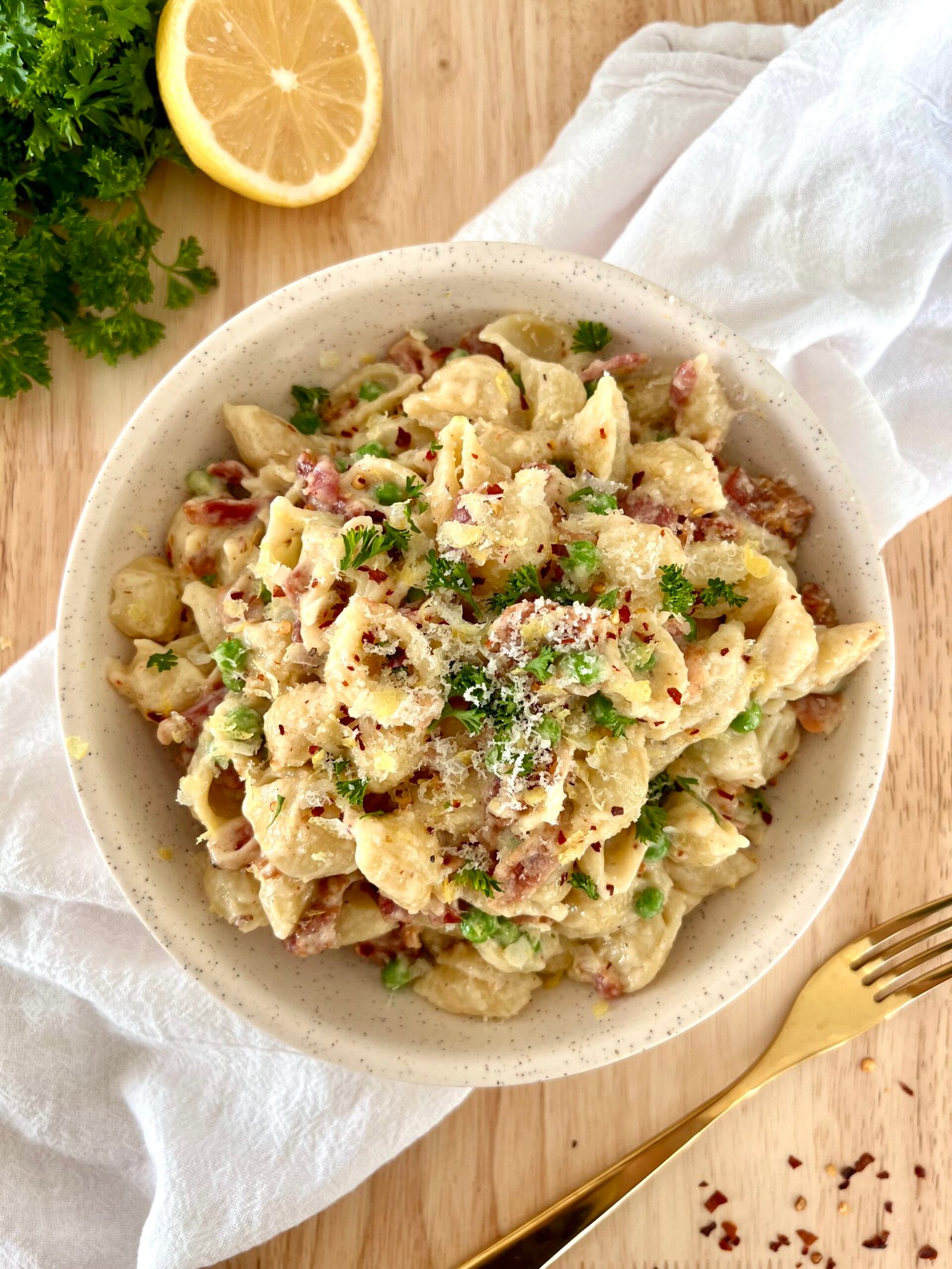 Bacon & Pea Creamy Pasta