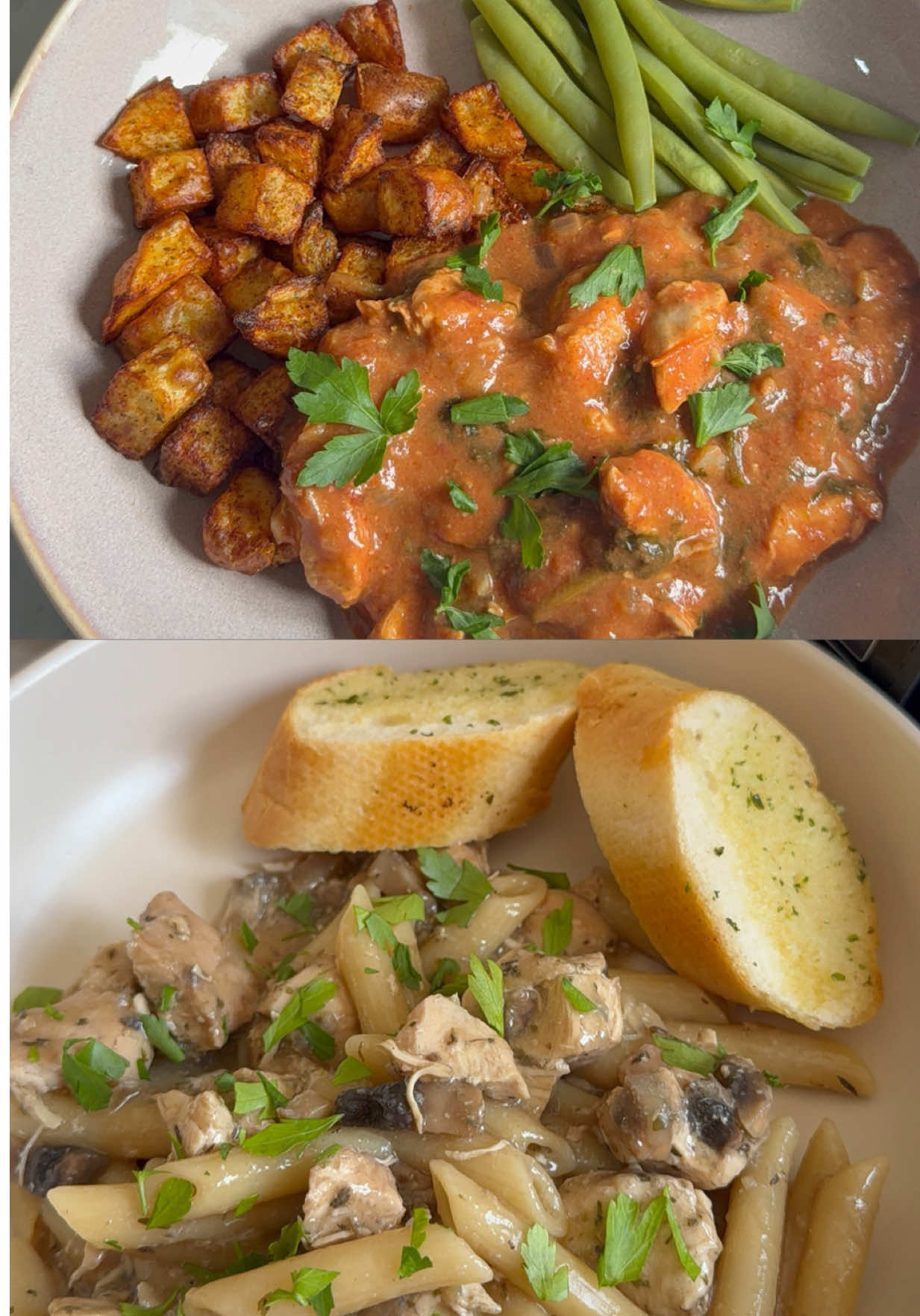 Slow Cooker Garlic & Paprika Chicken and Creamy Chicken & Mushroom Pasta