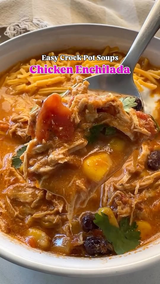 Slow Cooker Chicken Enchilada Soup