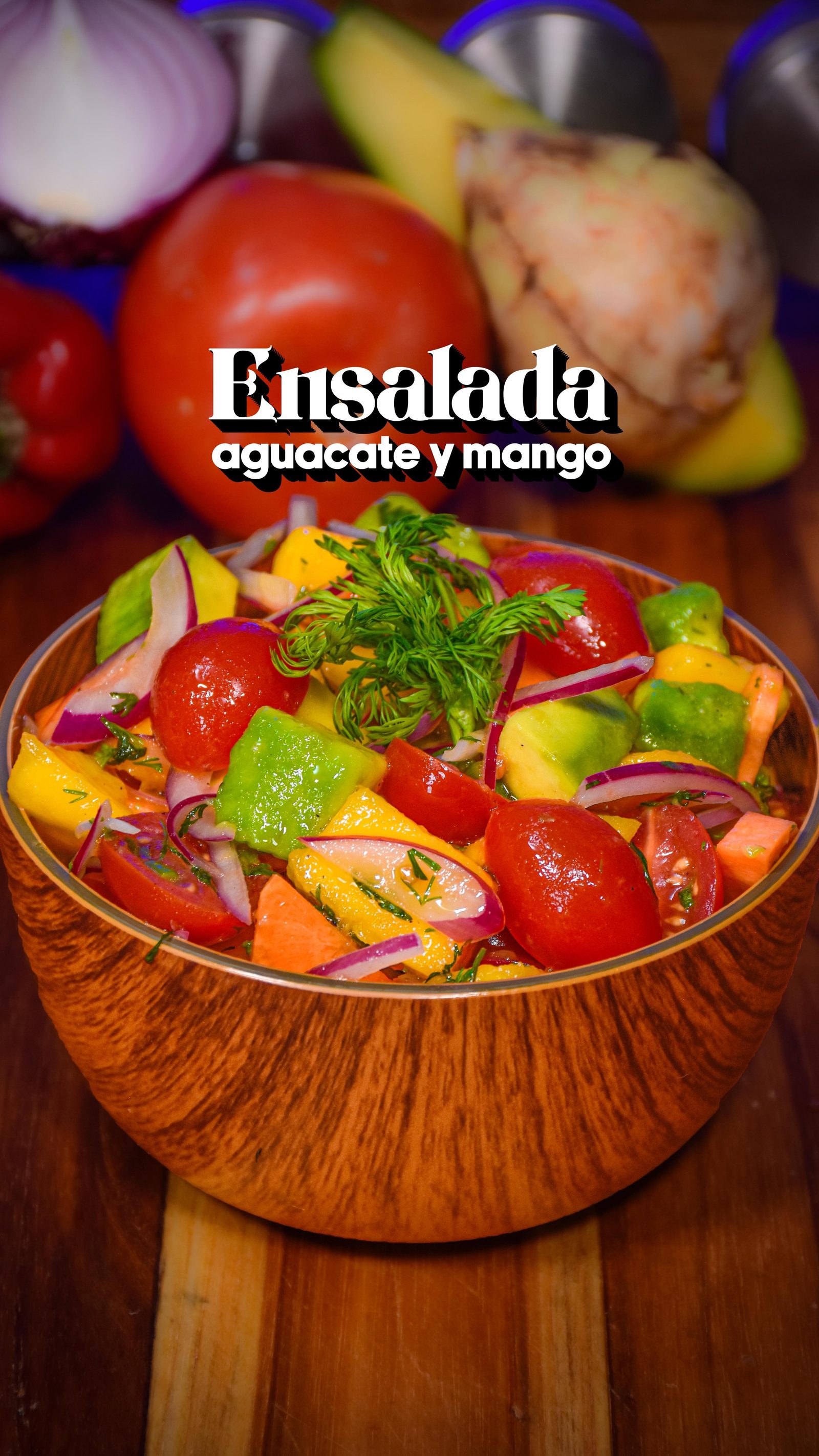 Fresh avocado, mango, and vegetable salad