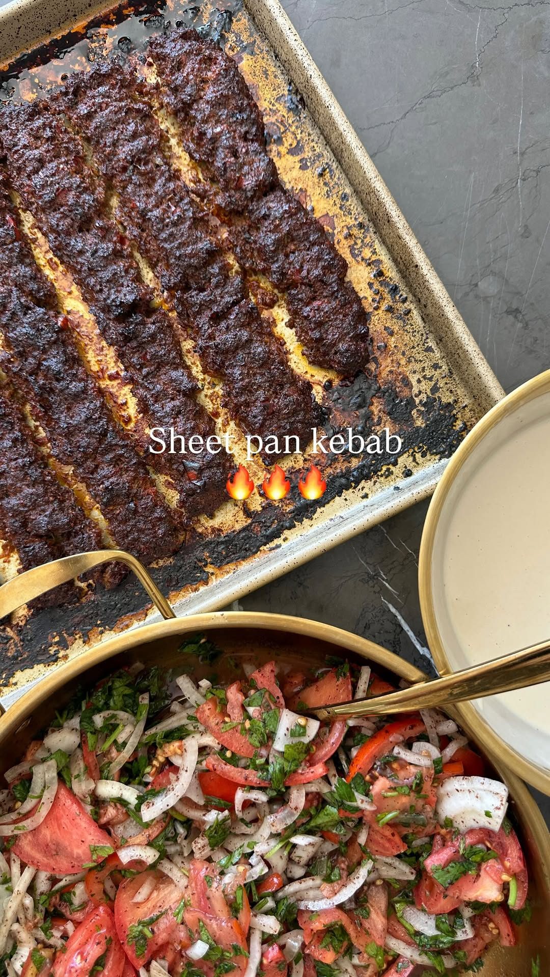 Sheet-Pan Kebab Laffa with Salad and Tahini