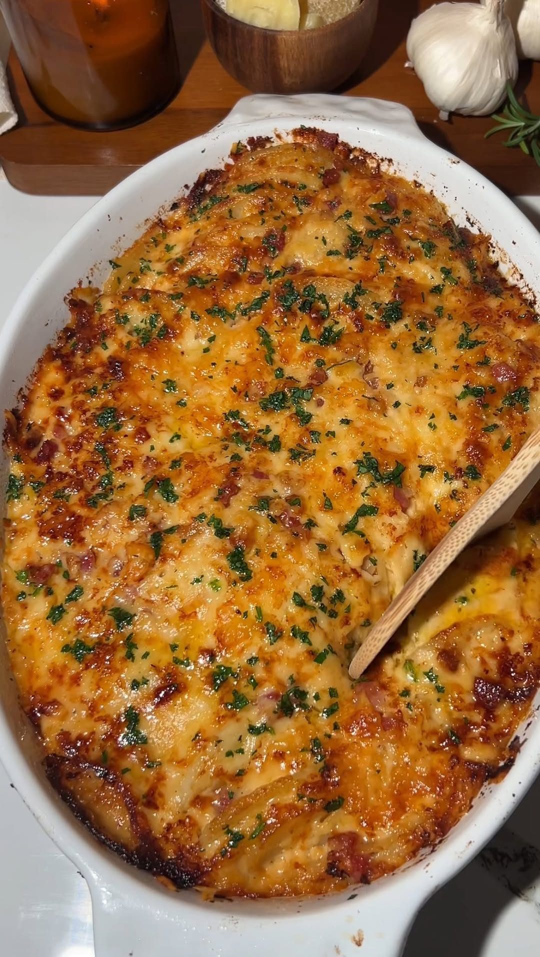 Roasted Garlic Au Gratin Potatoes