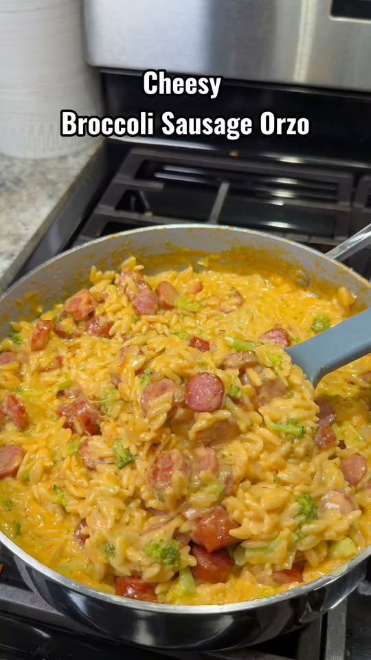 Cheesy Broccoli Sausage Orzo