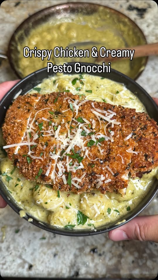 Crispy Chicken & Creamy Pesto Gnocchi