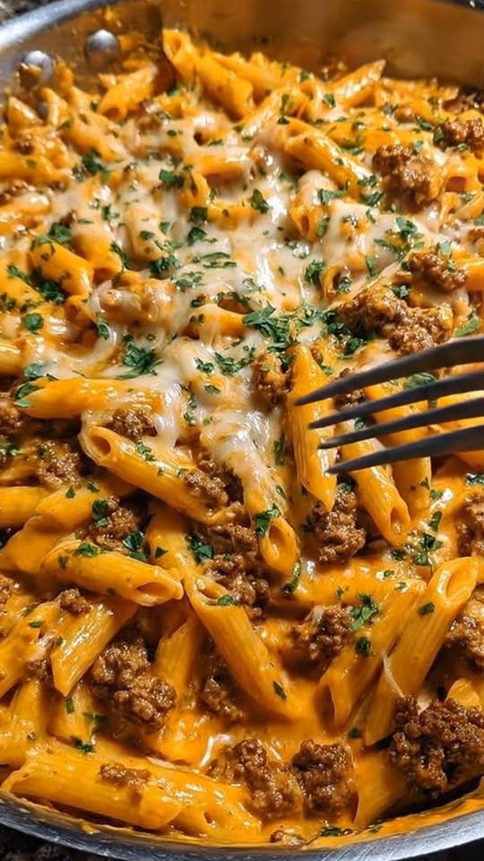 One-Skillet Cheesy Beef and Pasta Dinner