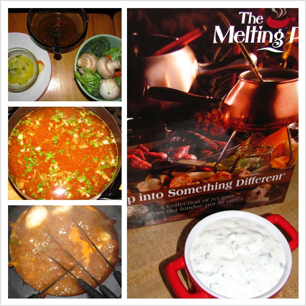 Fondue Dinner with Green Goddess and Island Sauces