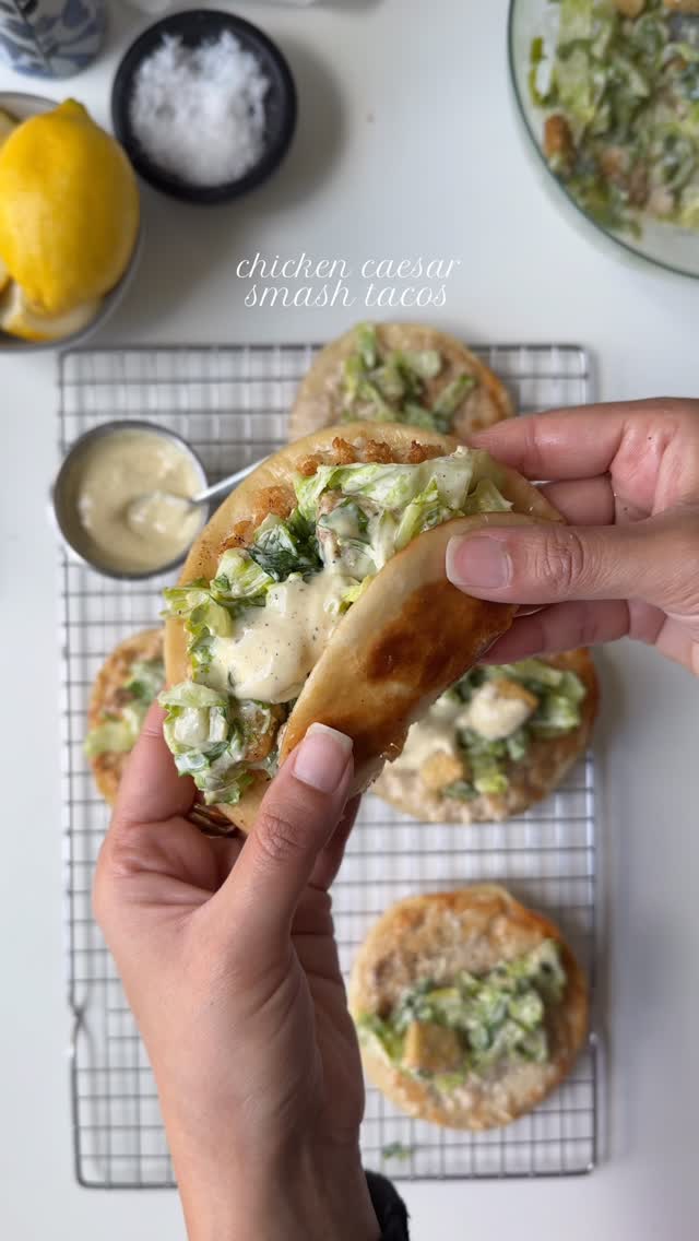 Chicken Caesar Smash Tacos