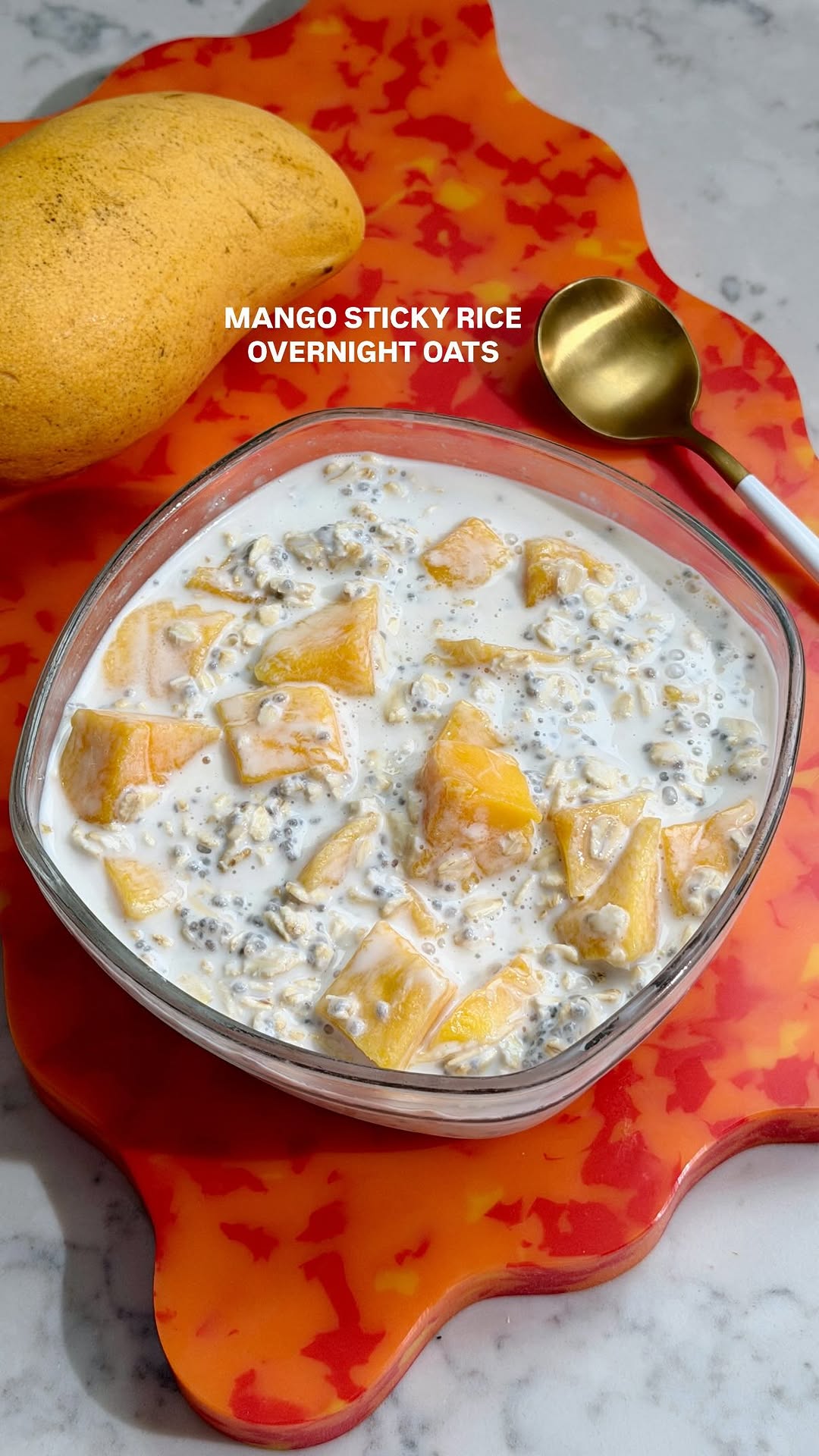 Mango Sticky Rice Inspired Overnight Oats