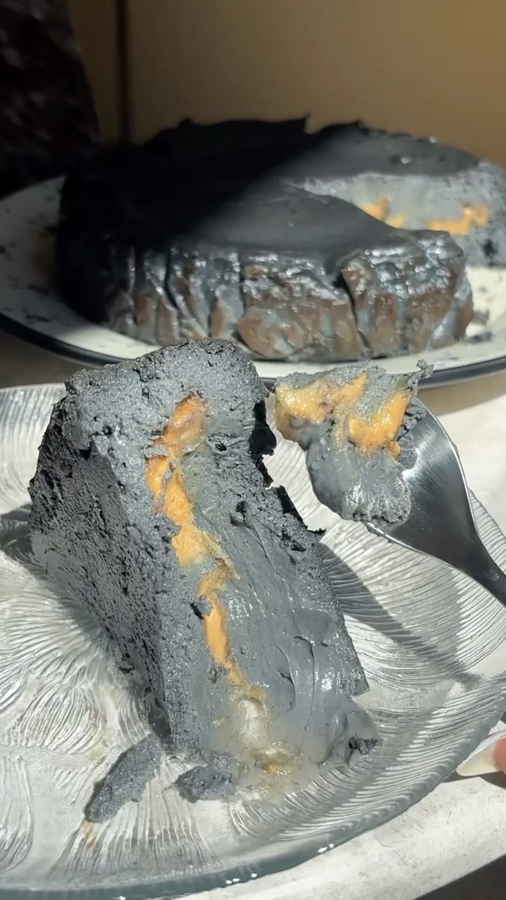 Black Sesame Peanut Butter Basque Cheesecake