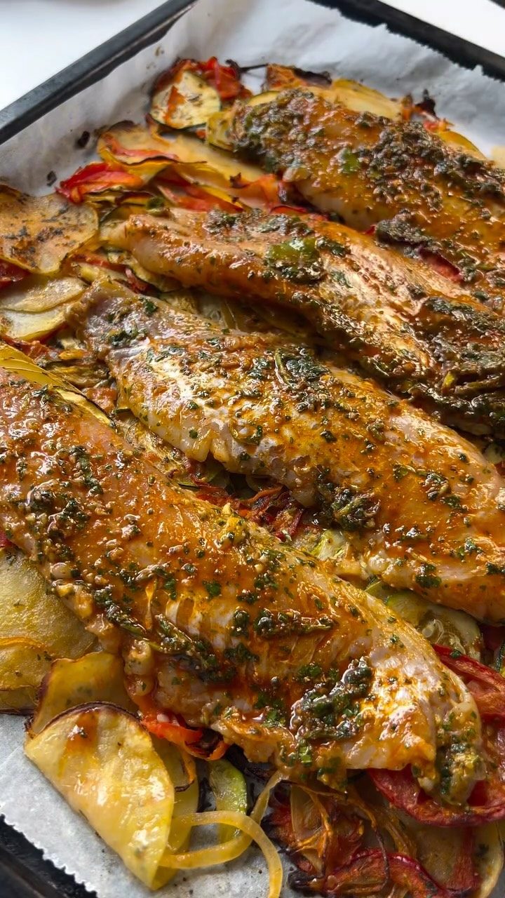 Sea Bream Fillets with Chermoula and Roasted Vegetables