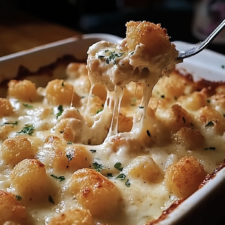 Chicken Alfredo Tater Tot Casserole