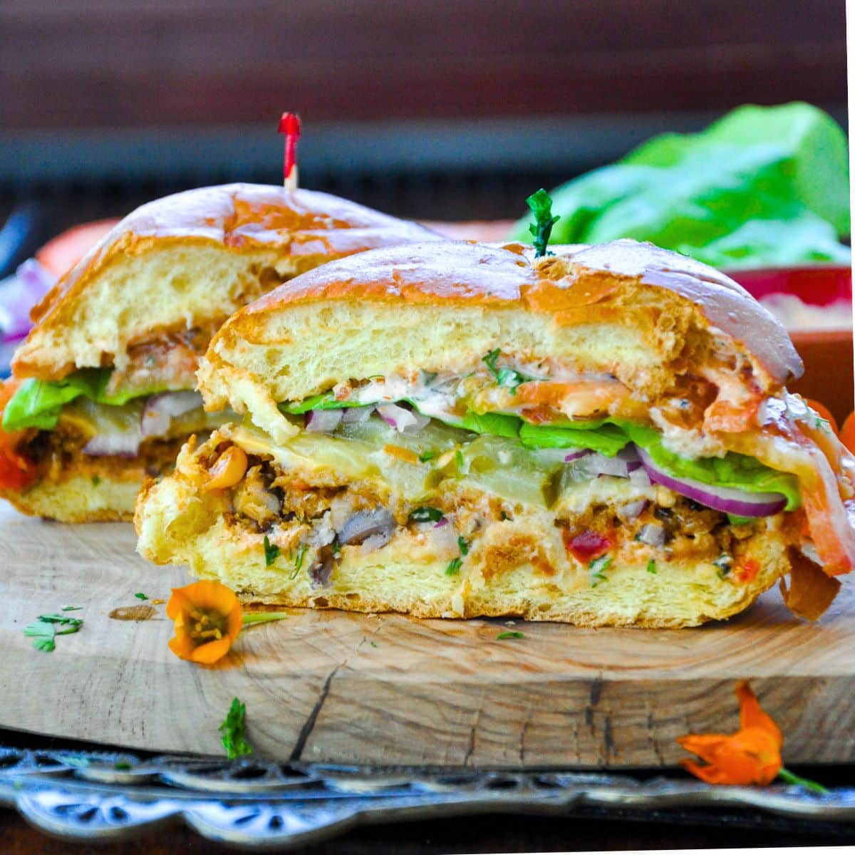 Ultimate Veggie Burger Sandwich with a Special Sauce