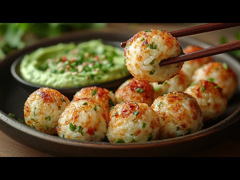 Crispy Rice Balls with Vegetables and Avocado Dip