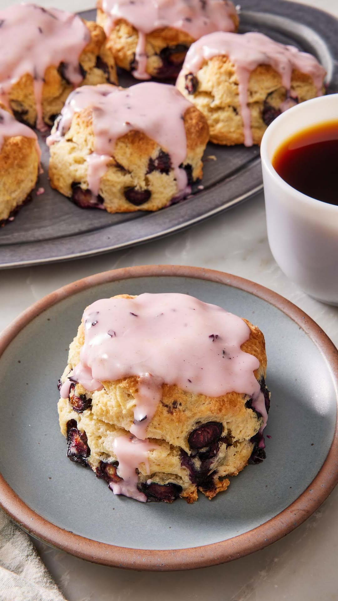 Blueberry Cream Scones with Lemon Blueberry Glaze