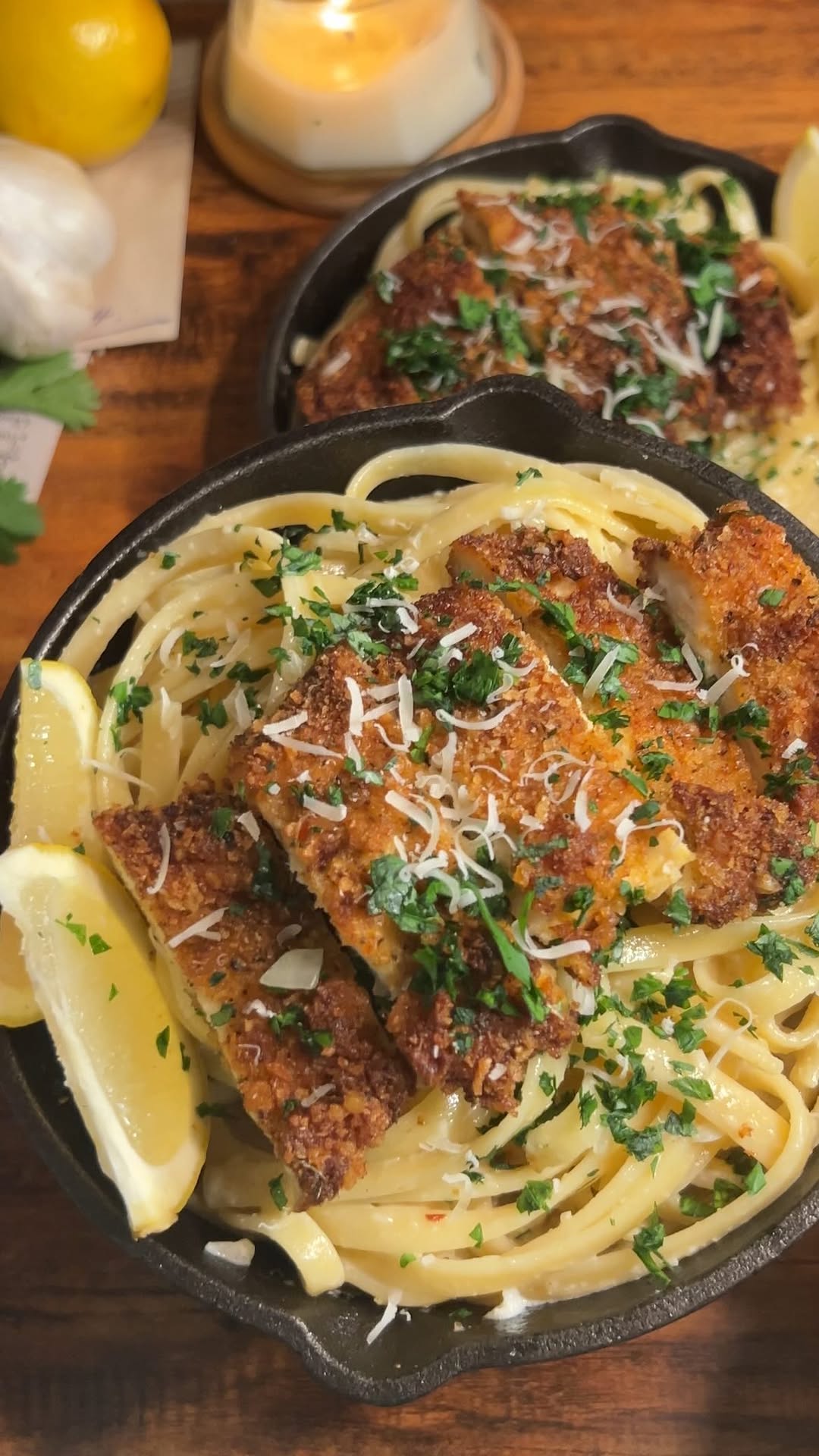 Creamy Lemon Pasta with Parmesan Crusted Chicken
