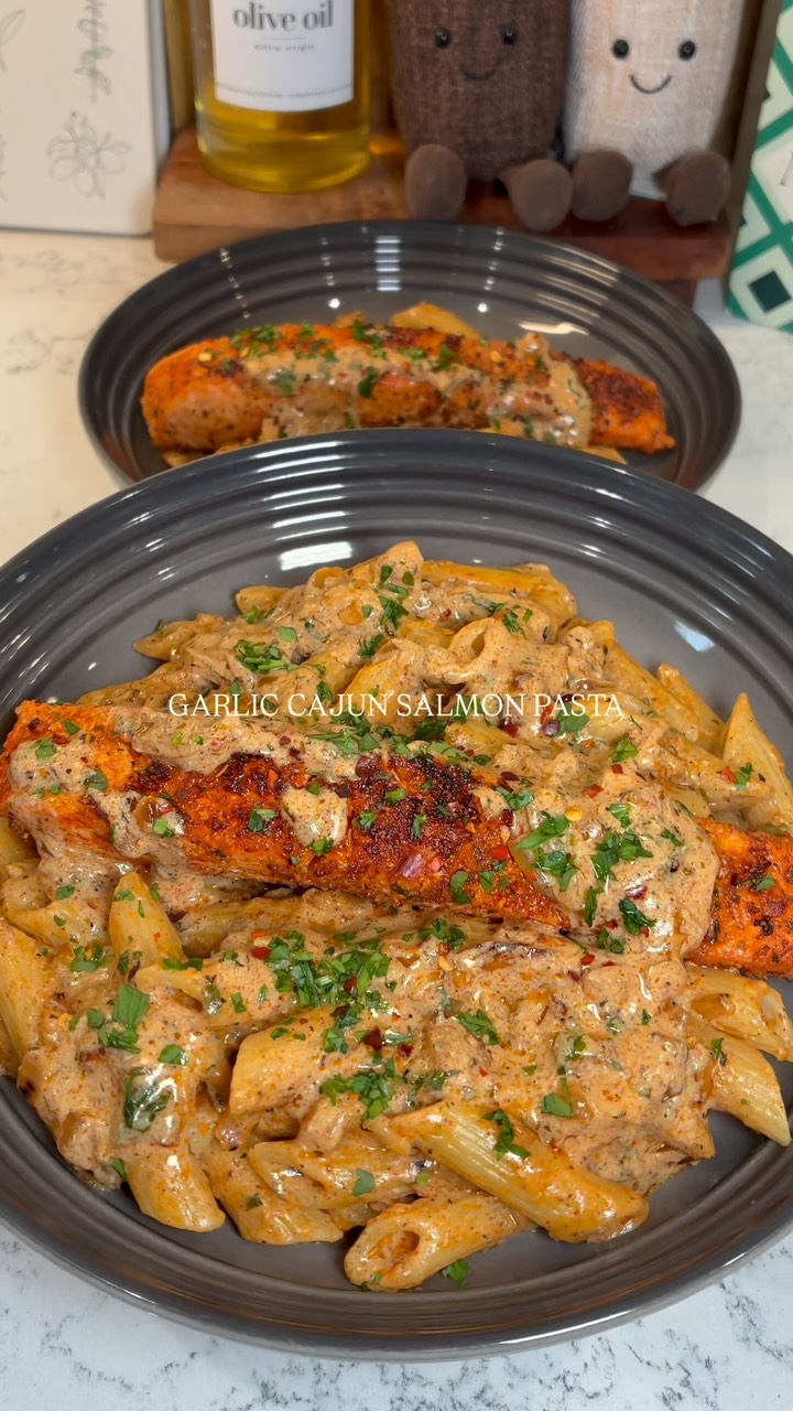 Garlic Cajun Salmon Pasta