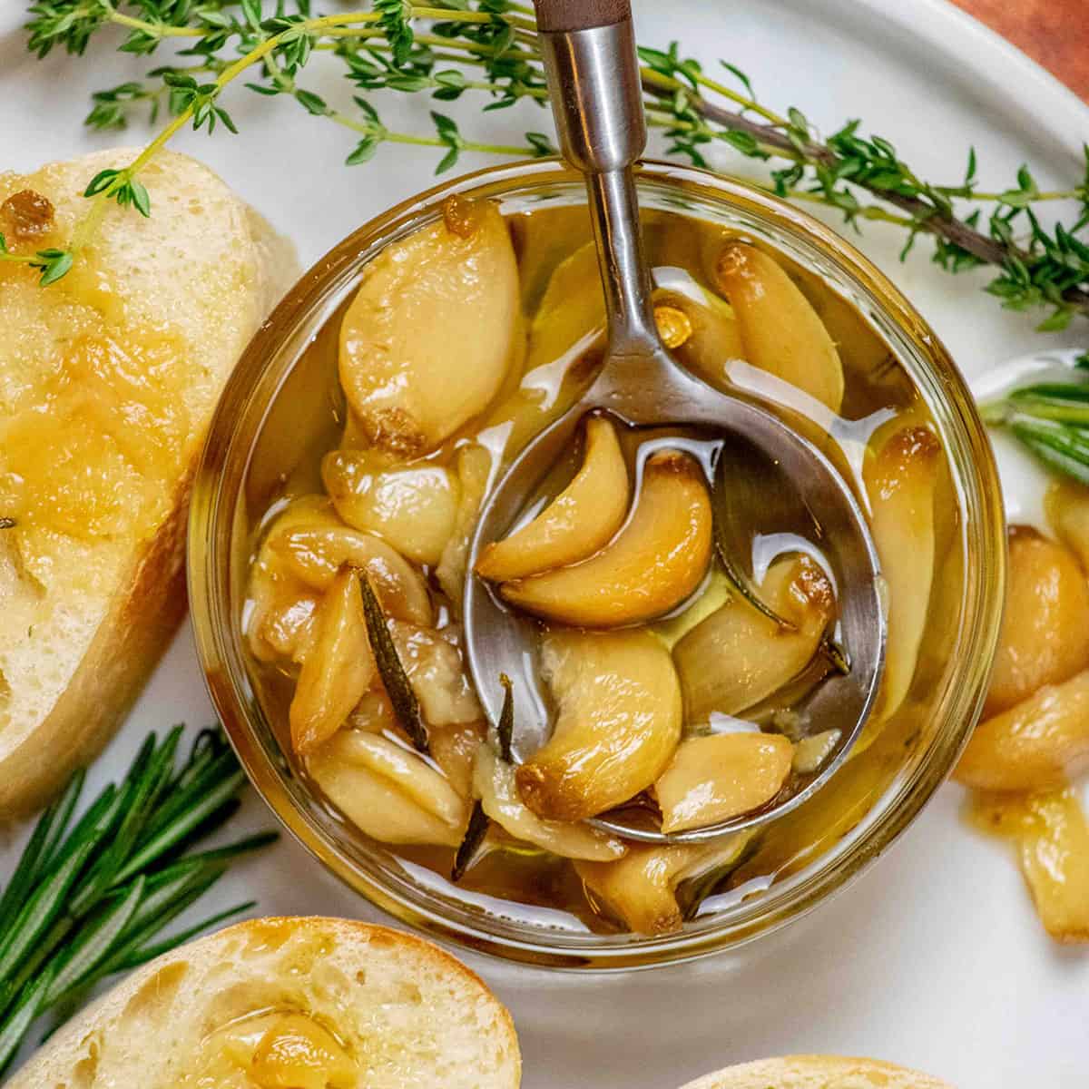 Easy Stovetop Garlic Confit with Herbs