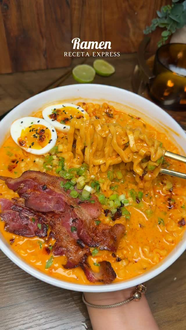 Express Creamy Ramen with Egg and Bacon