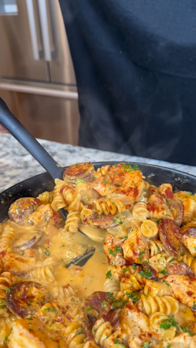 Cajun Chicken Shrimp and Sausage Pasta