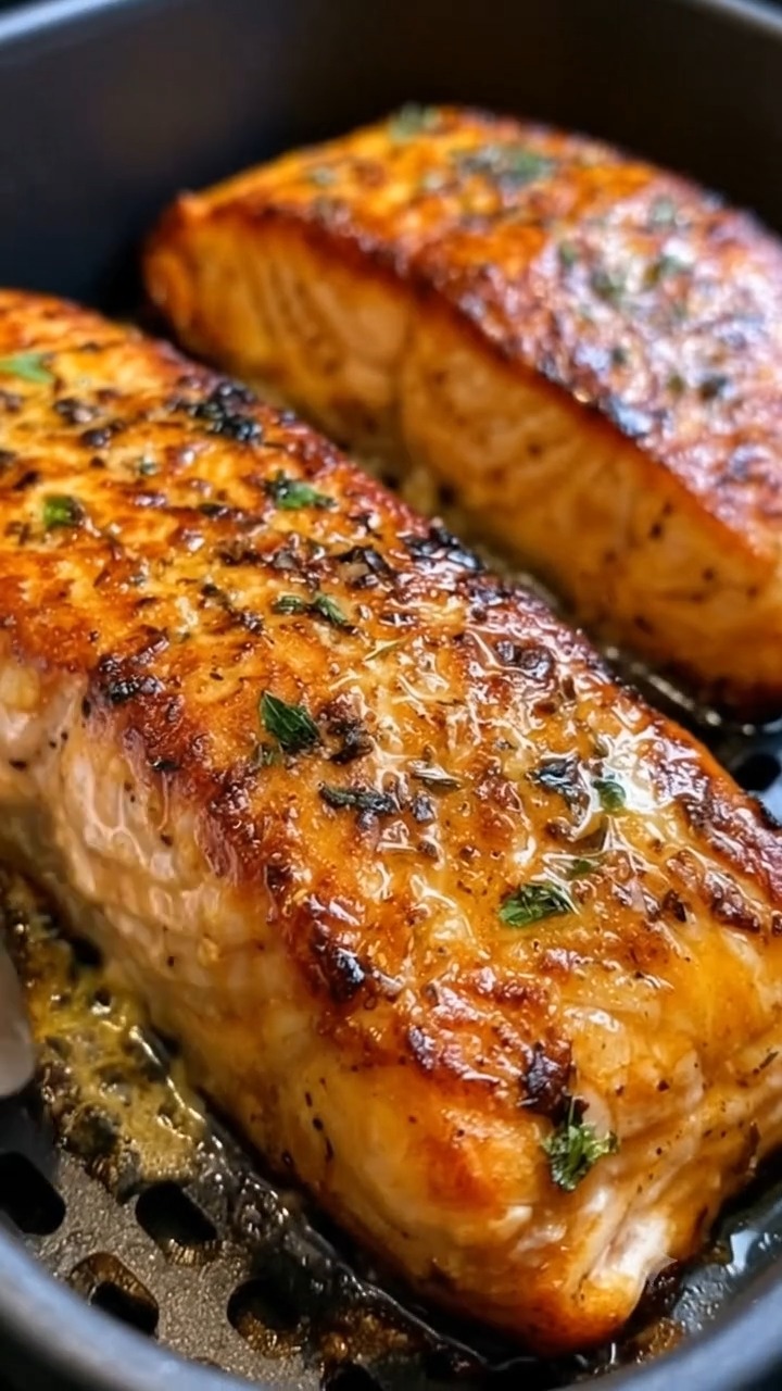 Air Fryer Garlic Butter Salmon Bites