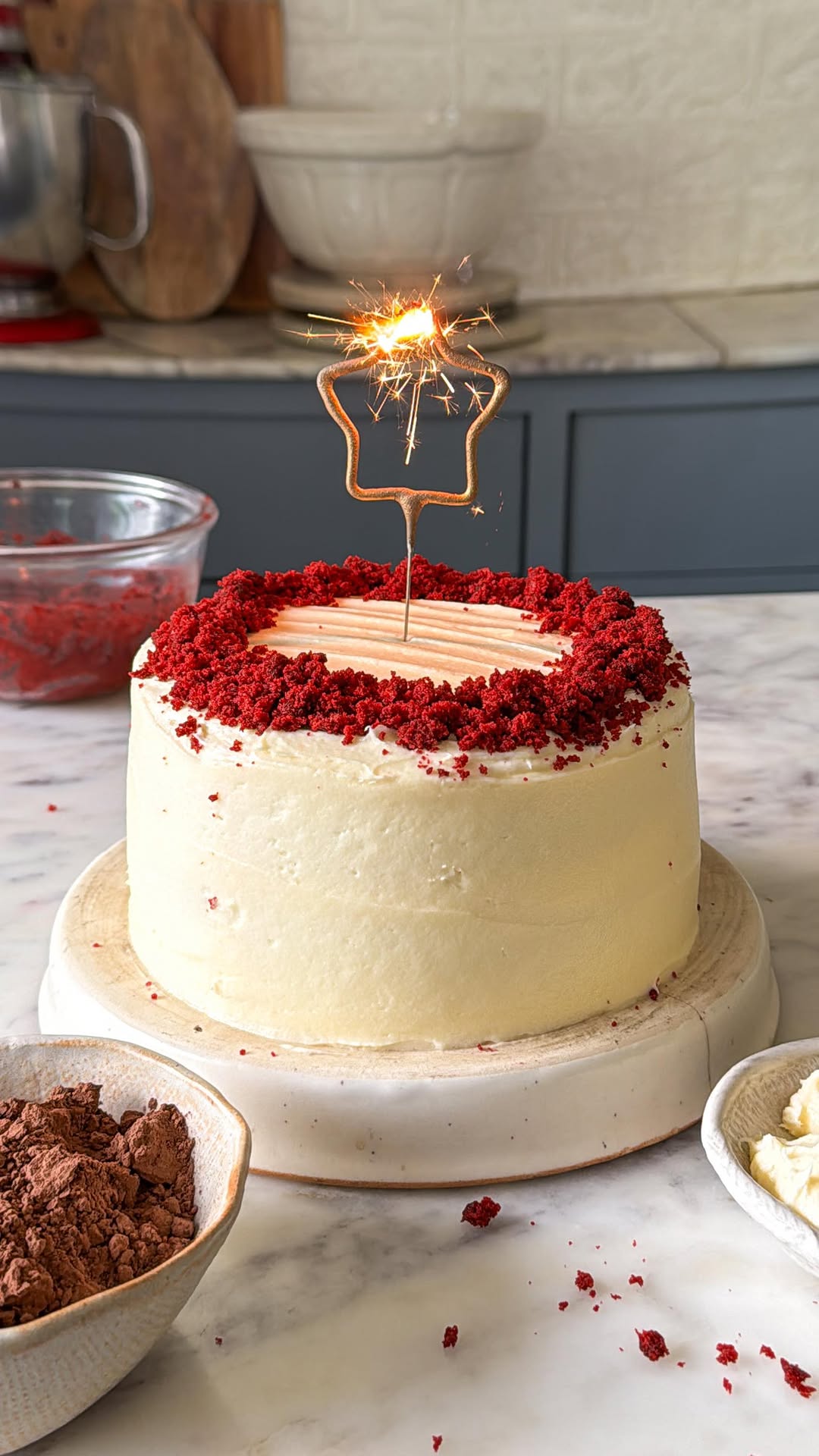 No-Oven Red Velvet Cake with Cream Cheese Frosting