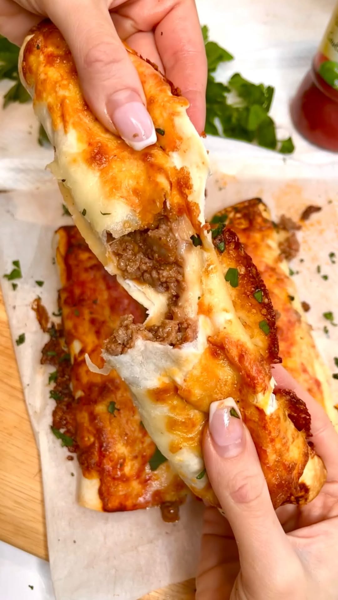 Lasagna Rolls with Meat and Cheese
