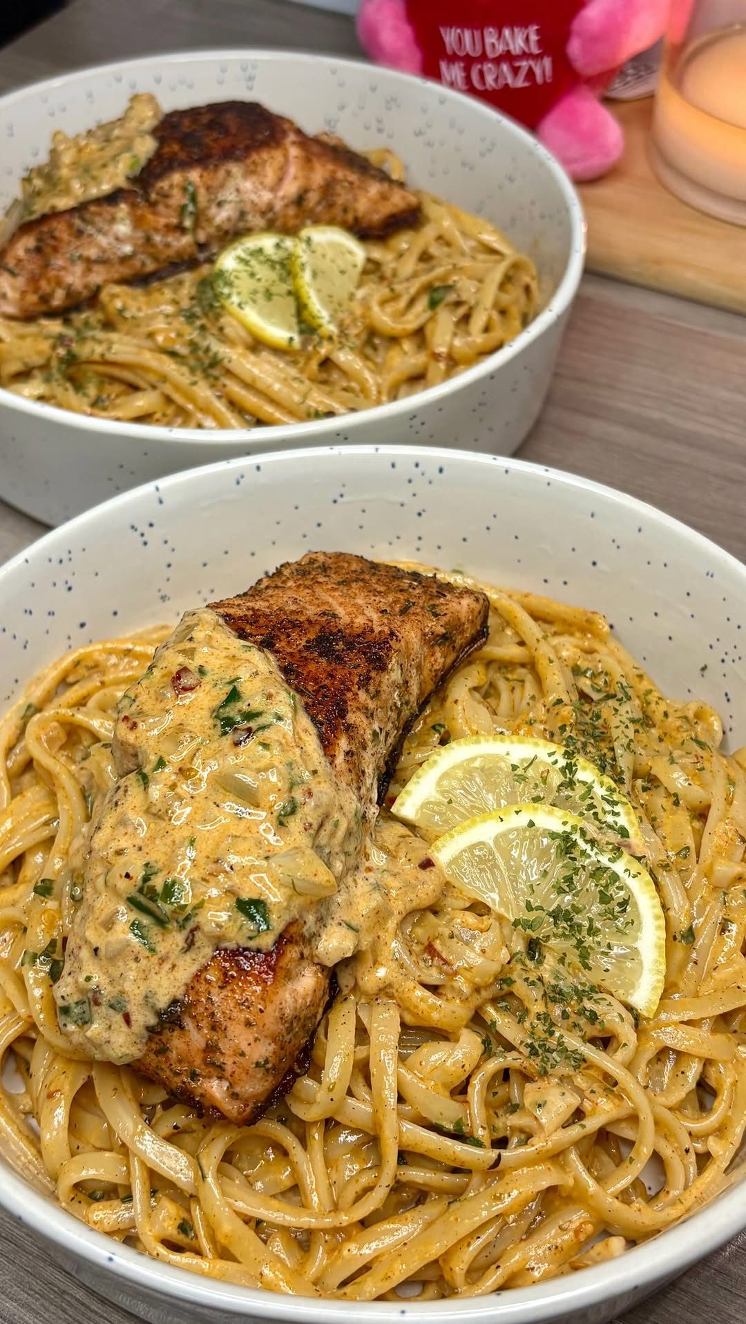 Creamy Lemon Garlic Salmon Pasta
