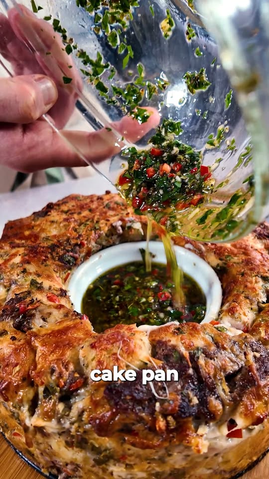 Steak and Cheese Chimichurri Dough Ring
