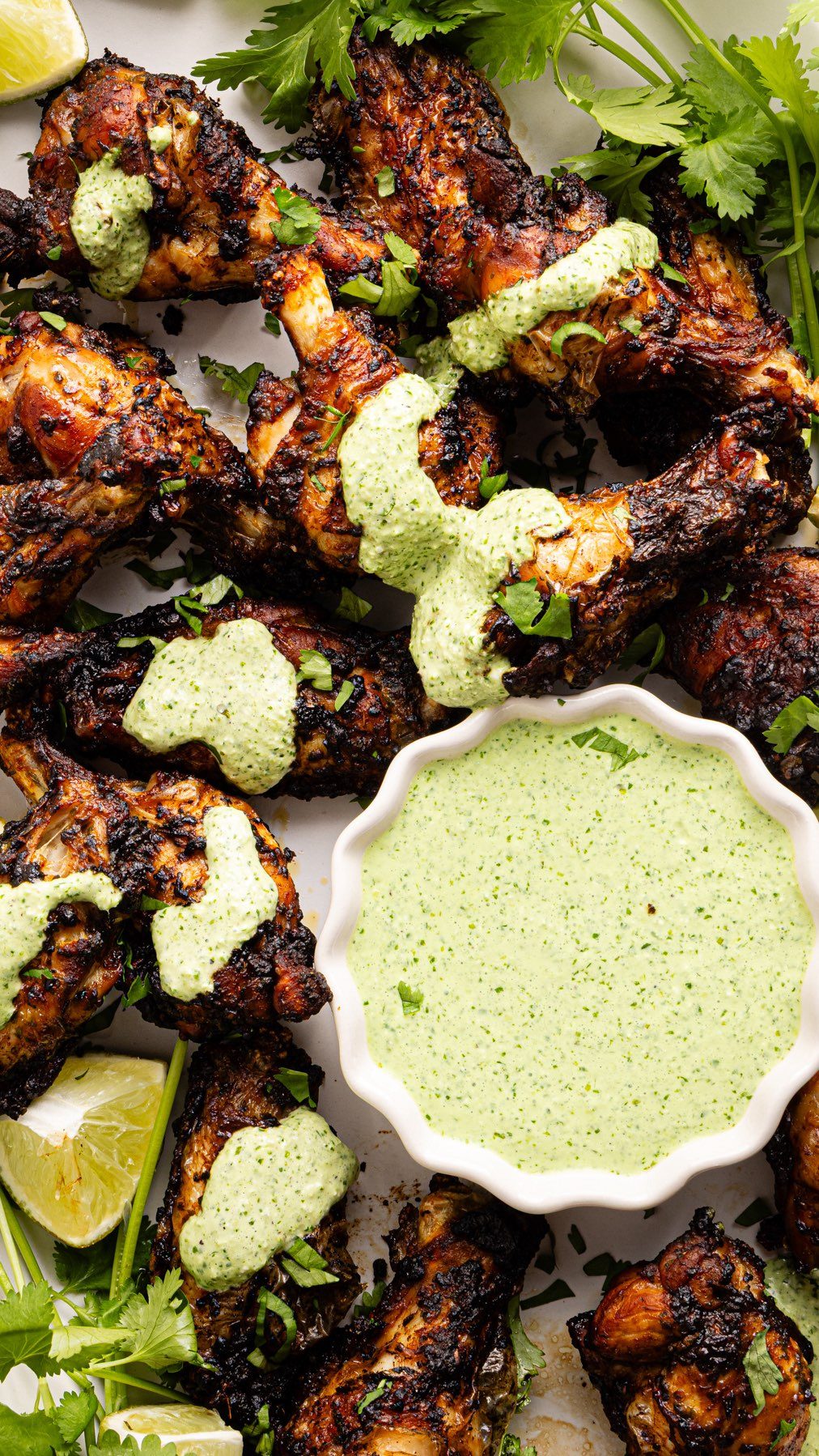 Crispy Peruvian-Style Chicken Wings with Green Sauce