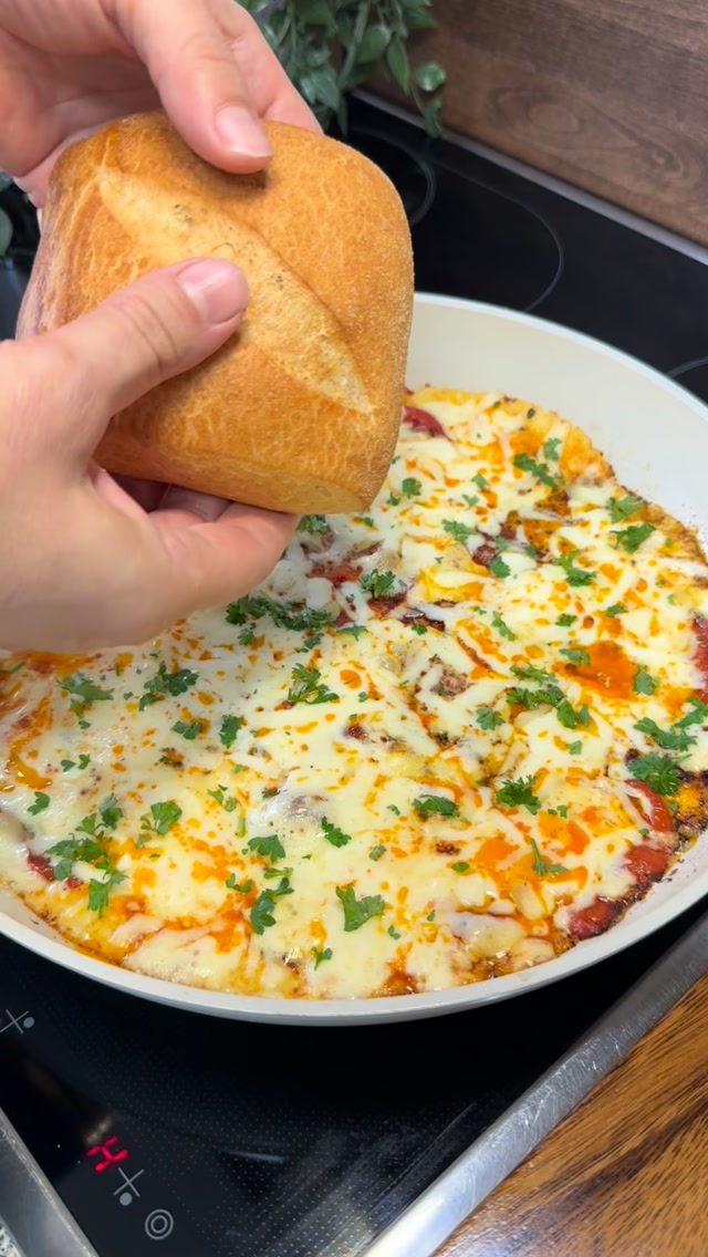 Skillet Tomatoes with Butter, Eggs, and Kaşar Cheese