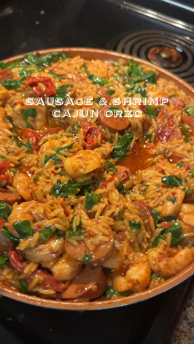 Creamy Cajun Shrimp and Sausage Orzo