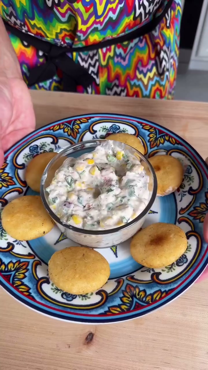Tuna Dip with Fried Mini Arepas