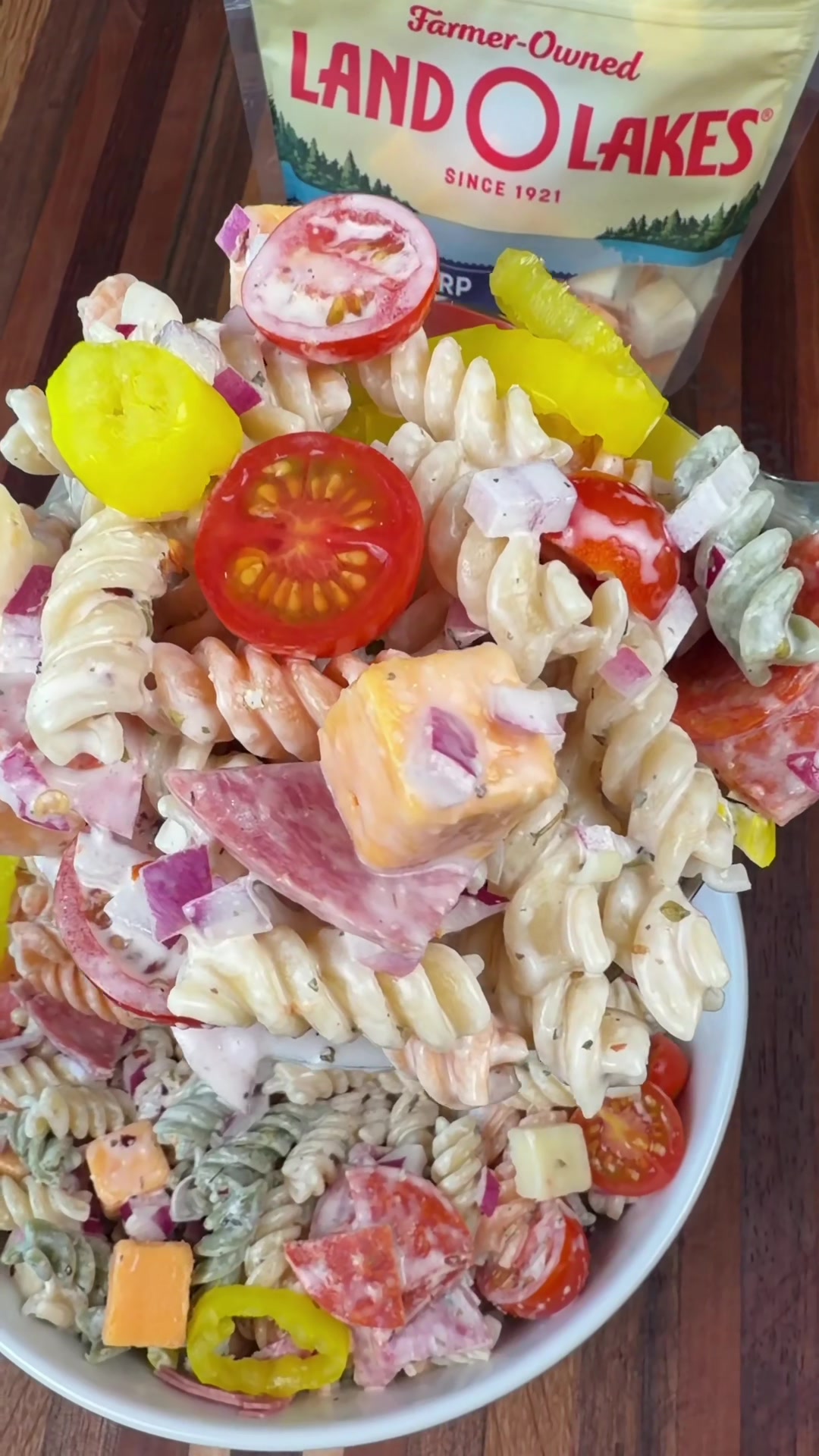 Creamy Italian Pasta Salad with Sharp Cheddar and Habanero Jack