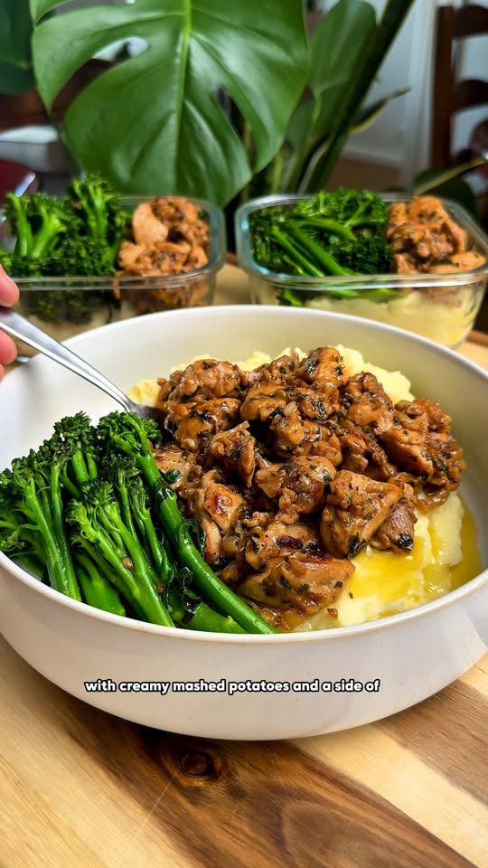 Cowboy Butter Chicken with Creamy Mashed Potatoes and Broccolini