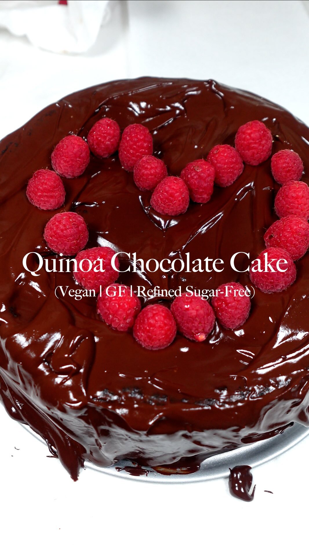 Vegan Gluten-Free Quinoa Chocolate Cake with Raspberry Ganache