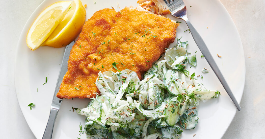 Chicken Schnitzel With Cucumber Salad