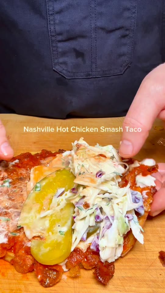 Crispy Nashville Hot Chicken Smash Tacos