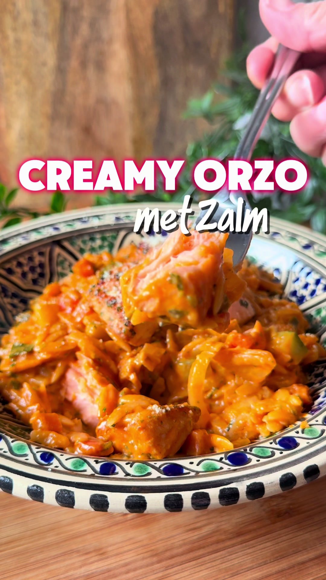 Creamy Orzo with Salmon