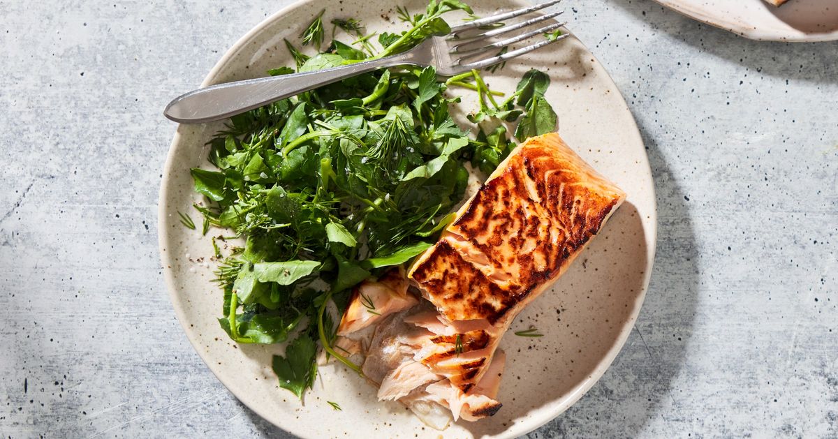 Dry-Brined Salmon with a Simple Herb Salad