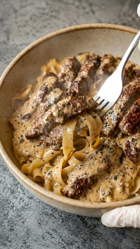 Creamy Garlic Butter Beef Stroganoff