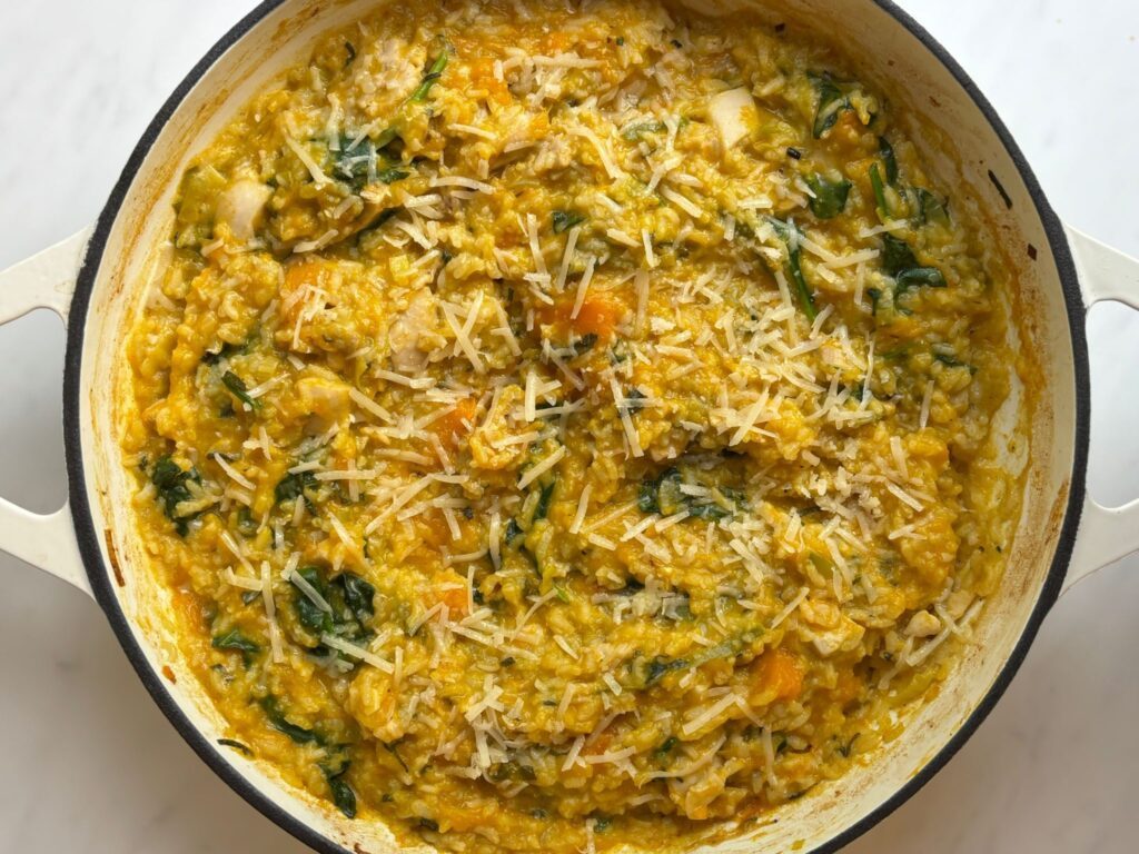 One-Pan Oven-Baked Chicken & Pumpkin Risotto