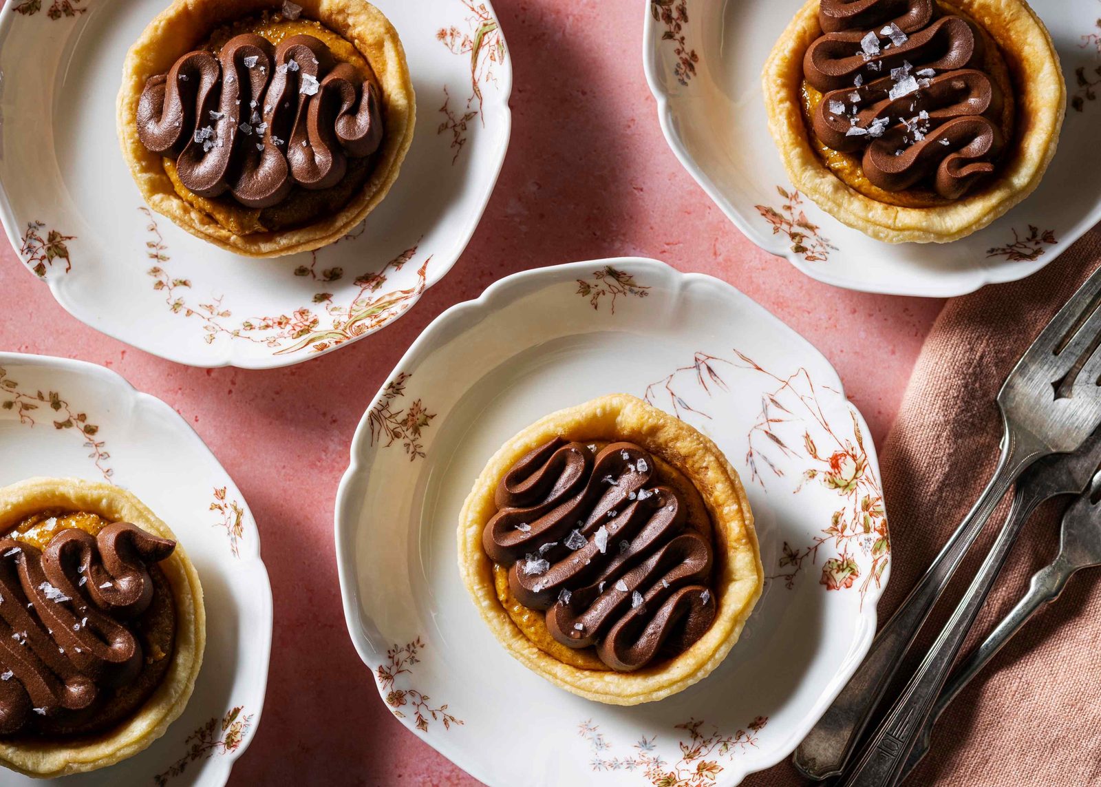 Mini Peanut-Praline Chocolate Pies
