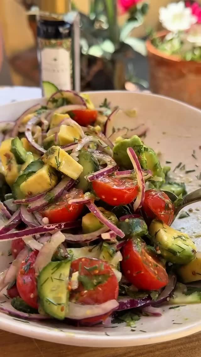 Fresh Avocado & Cucumber Salad with Lemon Vinaigrette