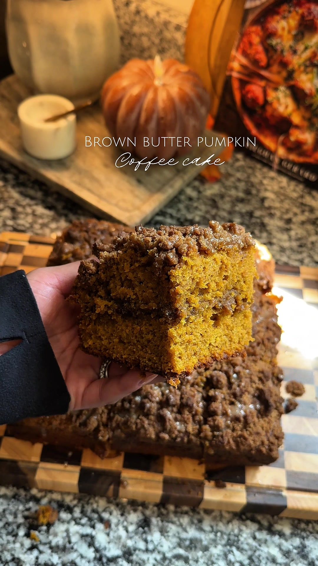 Pumpkin Coffee Cake with Brown Butter and Maple Glaze