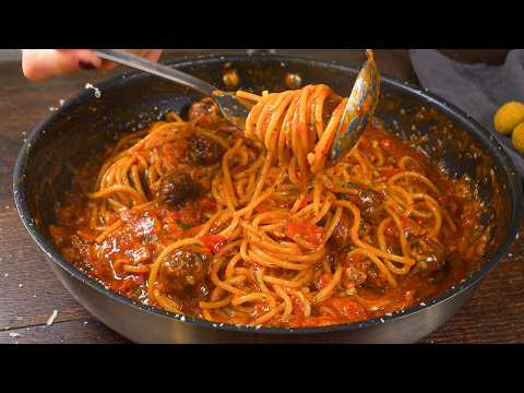 One Pan Beef Meatballs Spaghetti