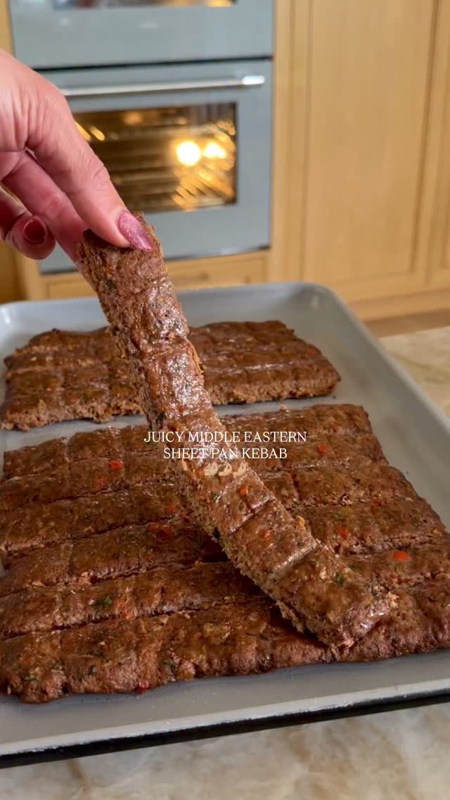 Middle Eastern-Style Beef Kebabs on a Sheet Pan