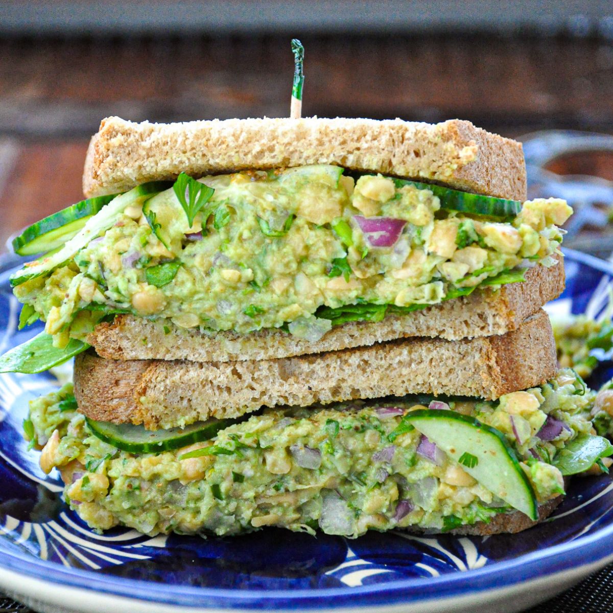 Smashed Chickpea Avocado Salad Sandwich (Indian-inspired)