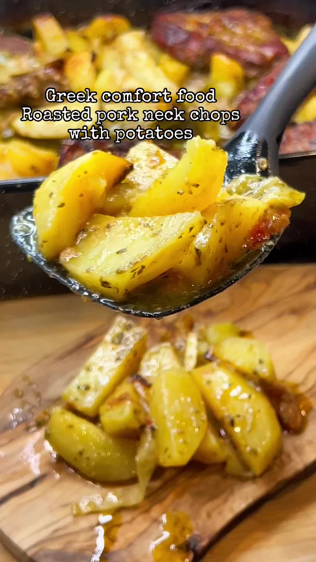 Greek Oven Roasted Pork Neck Steaks with Potatoes