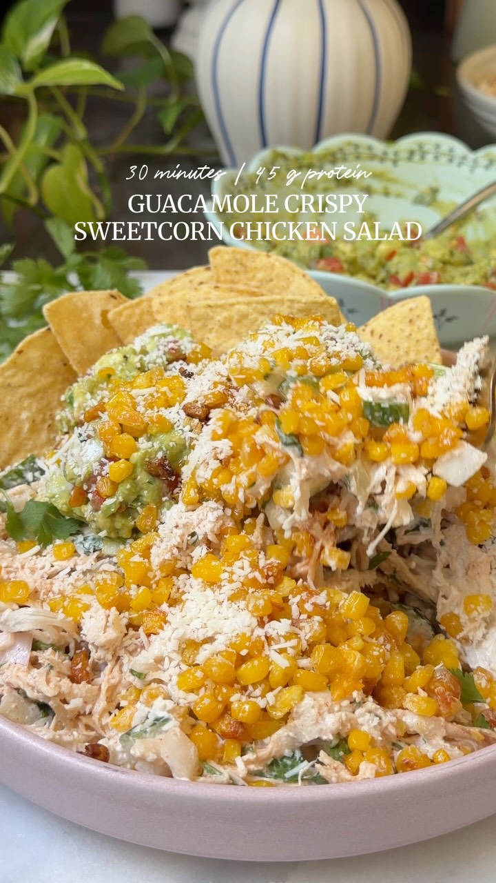 Chicken Salad with Guacamole and Crispy Corn