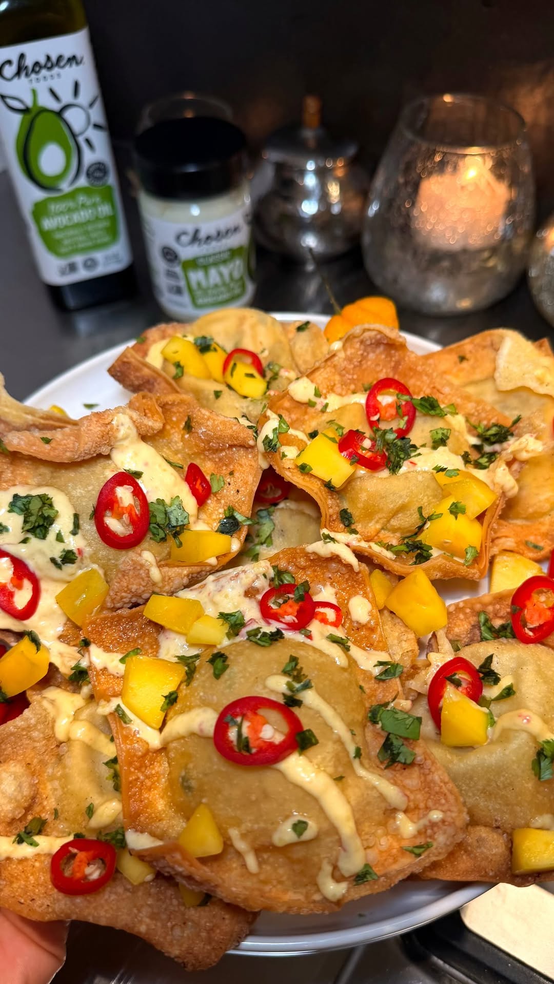 Mango Habanero Crab Rangoon Nachos
